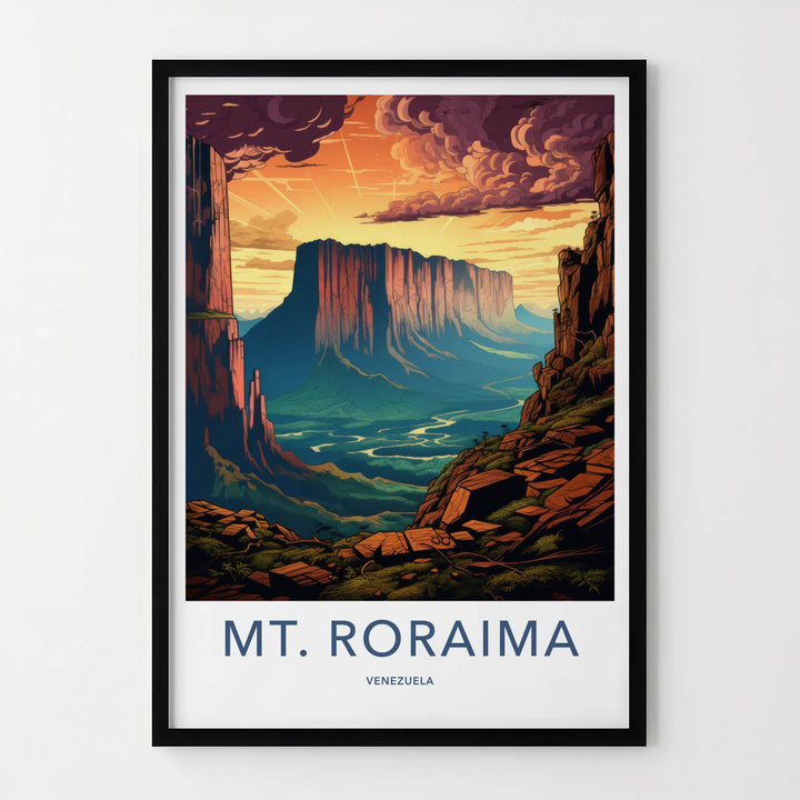 Mt Roraima Poster - Venezuela Travel Art - Dramatic Sunset Tepuis Wall Decor