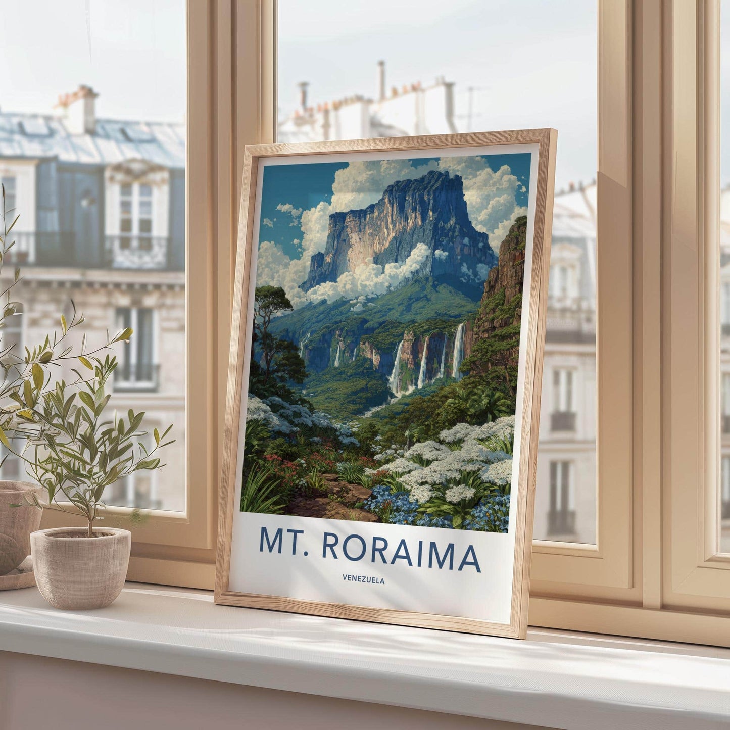 MT. RORAIMA Poster - Venezuela Travel Art - Lush Valley Waterfalls Home Decor