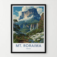 MT. RORAIMA Poster - Venezuela Travel Art - Lush Valley Waterfalls Home Decor
