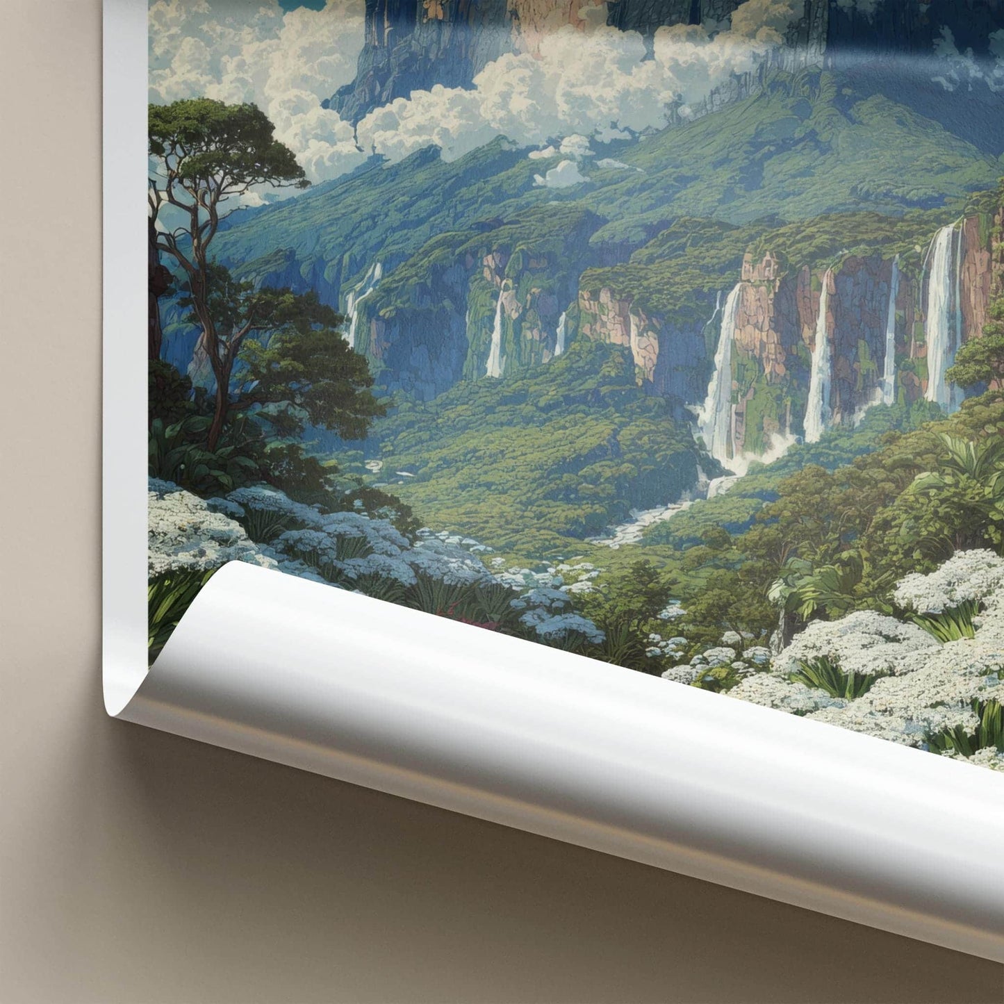 MT. RORAIMA Poster - Venezuela Travel Art - Lush Valley Waterfalls Home Decor