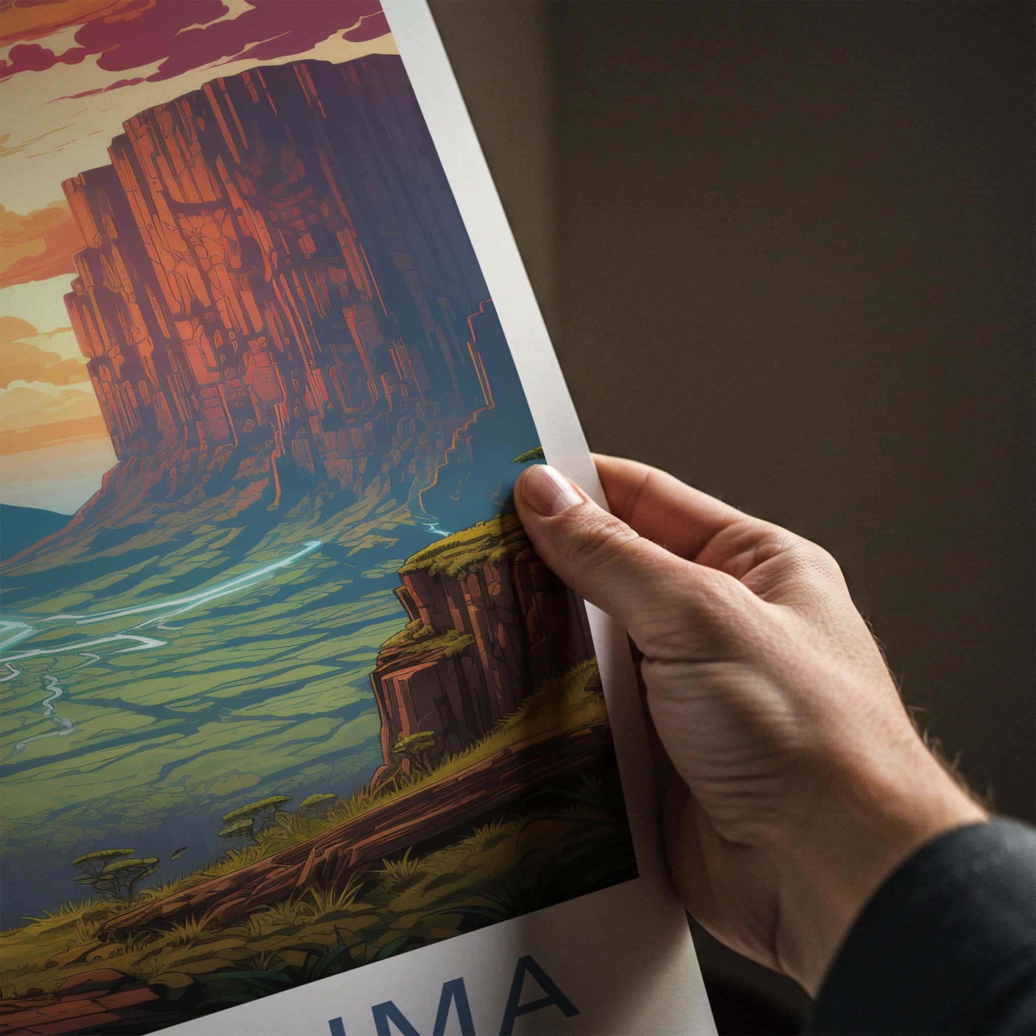 Mt. Roraima Poster - Venezuela Travel Art - Vibrant Sunset Cliffs Wall Decor