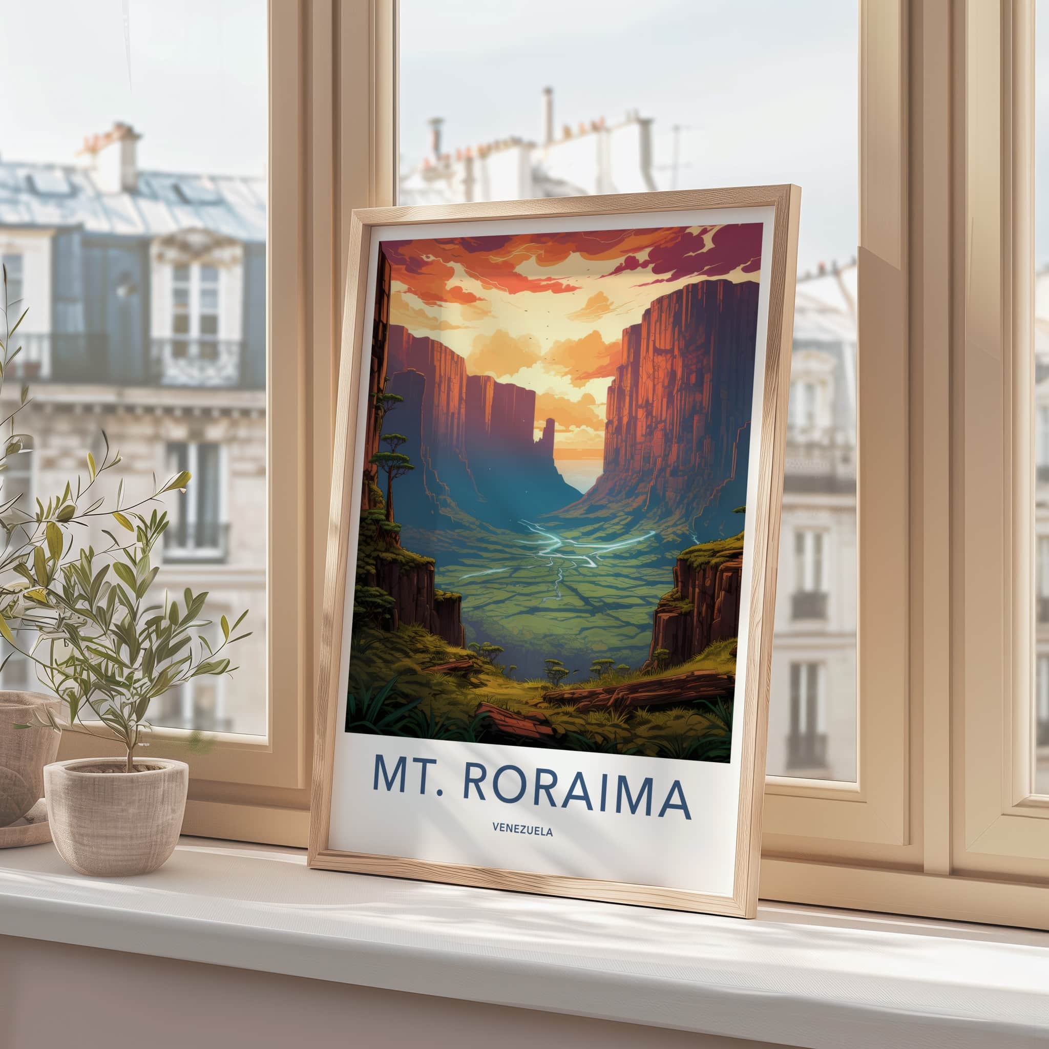 Mt. Roraima Poster - Venezuela Travel Art - Vibrant Sunset Cliffs Wall Decor