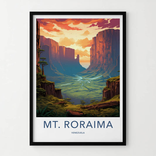 Mt. Roraima Poster - Venezuela Travel Art - Vibrant Sunset Cliffs Wall Decor