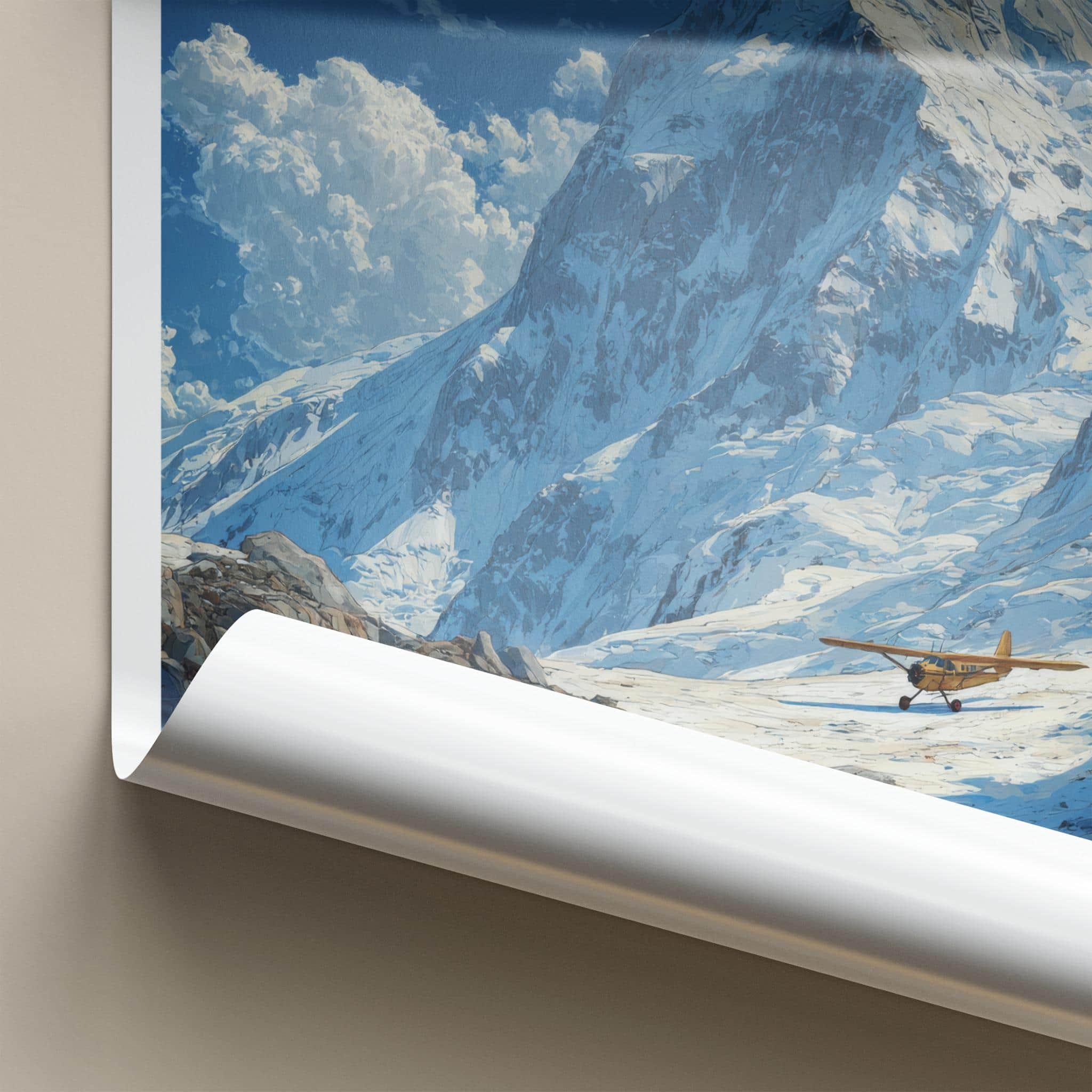 Mt Saint Elias Poster - Alaska Travel Art - Yellow Plane Mountain Home Decor