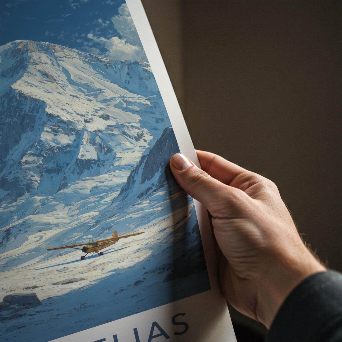 Mt Saint Elias Poster - Alaska Travel Art - Yellow Plane Mountain Home Decor