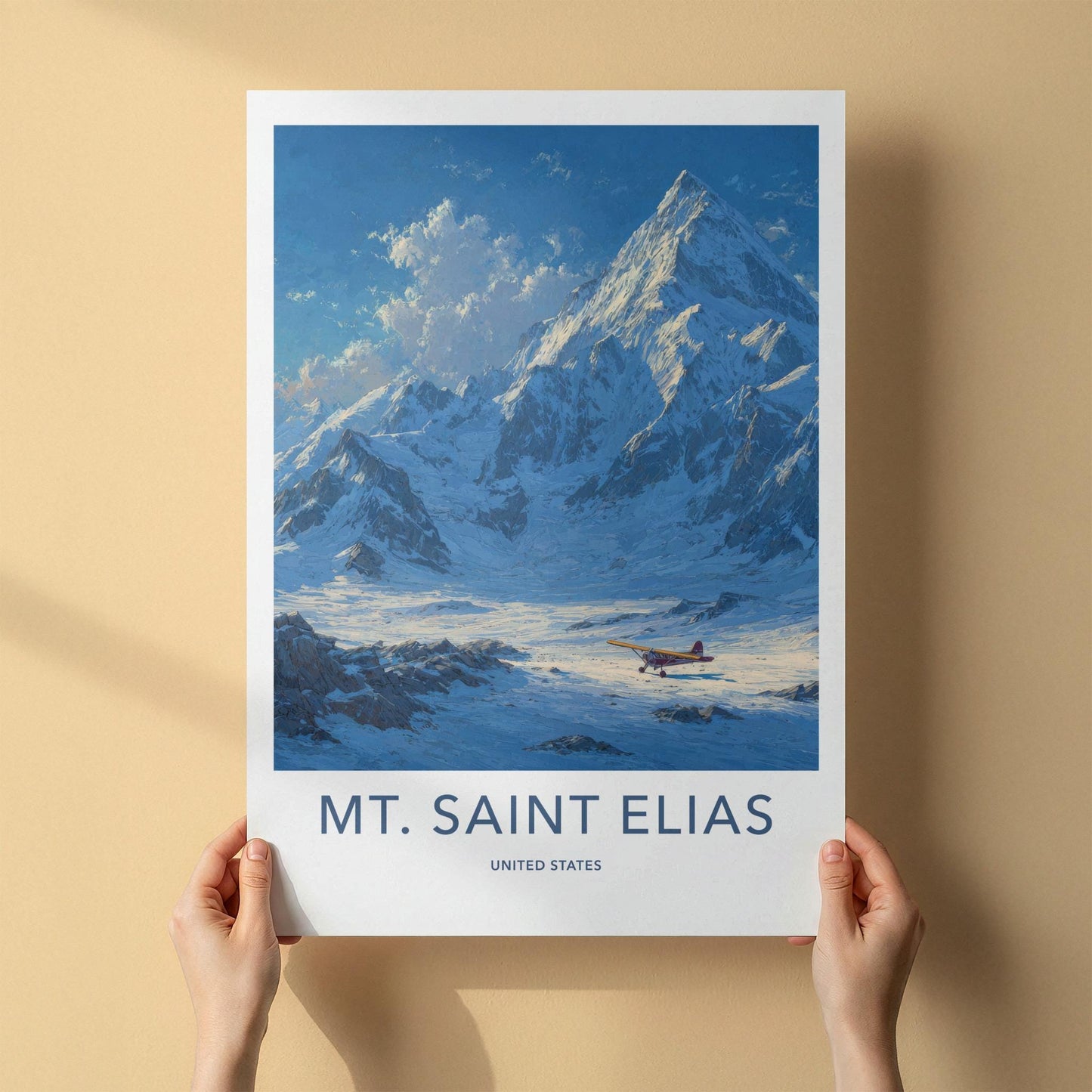 Mt. Saint Elias Poster - Alaska Wall Art - Snowy Mountain Plane Home Decor