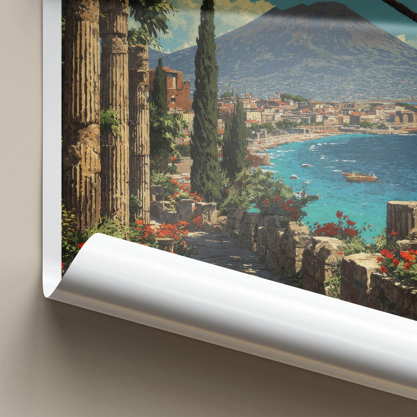 Mt Vesuvius Poster - Italy Travel Art - Ancient Coastal Vista Home Decor