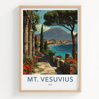 Mt Vesuvius Poster - Italy Travel Art - Ancient Coastal Vista Home Decor