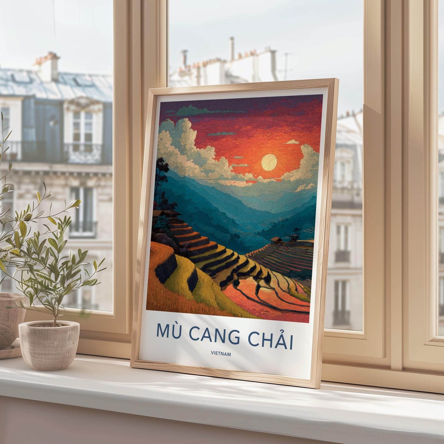 Mu Cang Chai Poster - Vietnam Travel Art - Golden Rice Terraces Home Decor