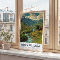 Mu Cang Chai Poster - Vietnam Travel Art - Terraced Rice Fields Home Decor