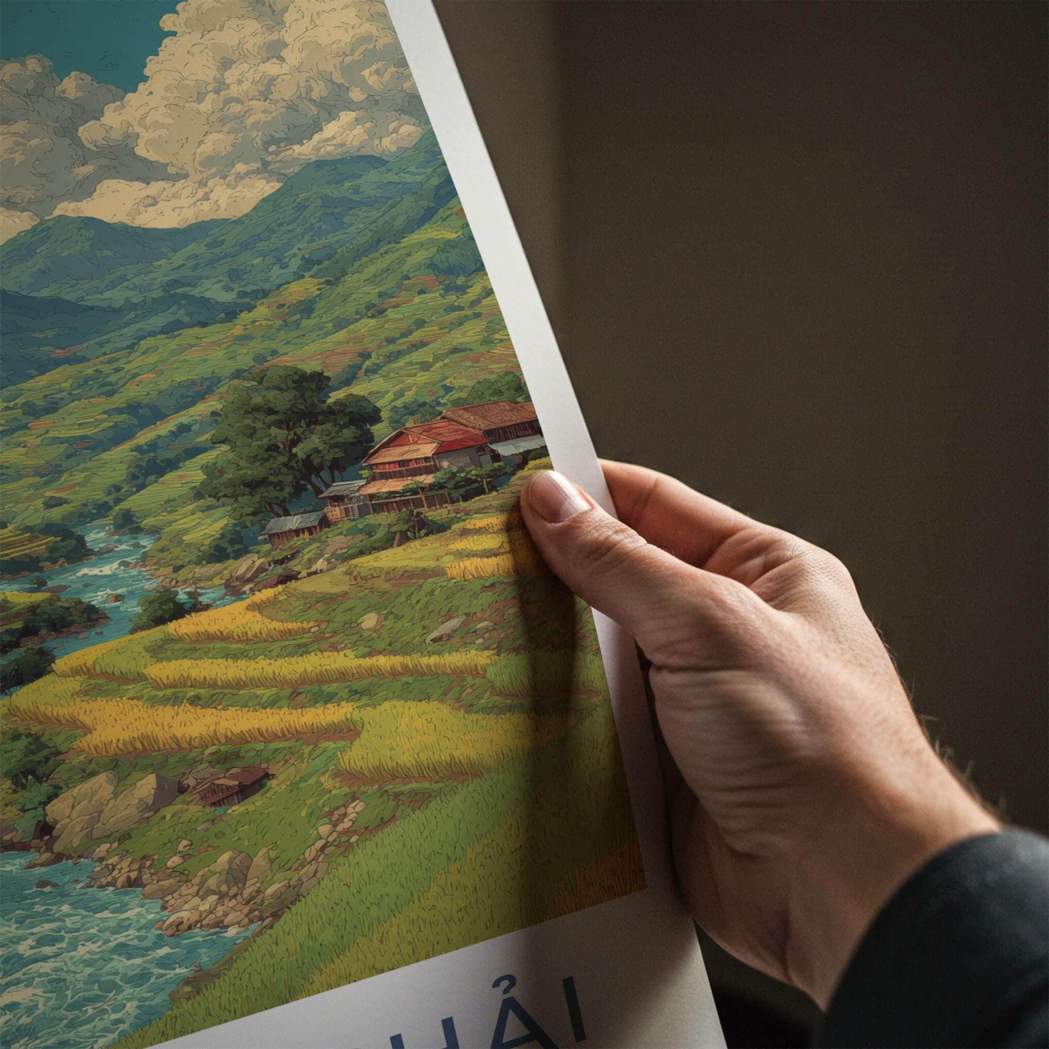 Mu Cang Chai Poster - Vietnam Travel Art - Terraced Rice Fields Home Decor