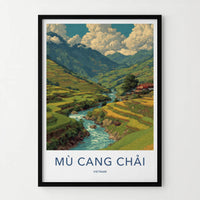 Mu Cang Chai Poster - Vietnam Travel Art - Terraced Rice Fields Home Decor