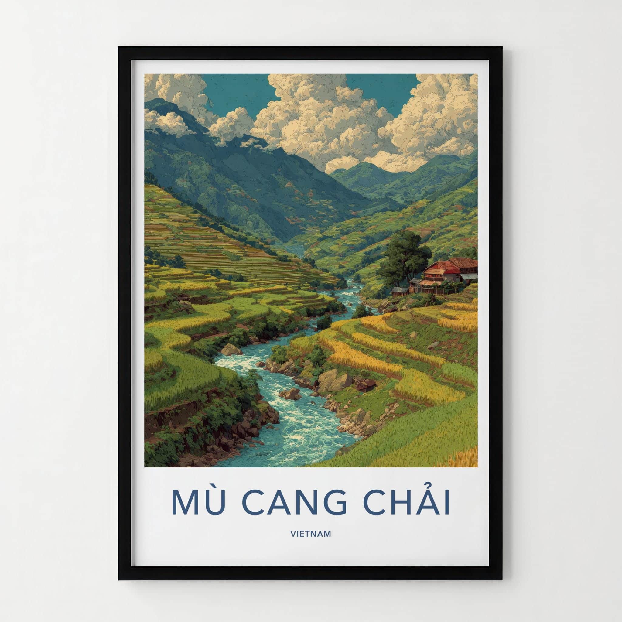 Mu Cang Chai Poster - Vietnam Travel Art - Terraced Rice Fields Home Decor