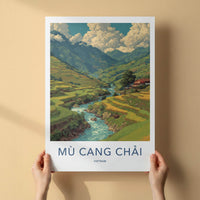 Mu Cang Chai Poster - Vietnam Travel Art - Terraced Rice Fields Home Decor