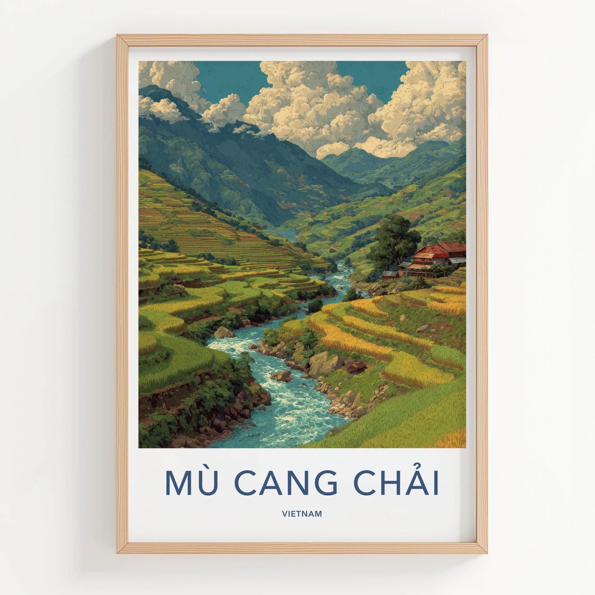 Mu Cang Chai Poster - Vietnam Travel Art - Terraced Rice Fields Home Decor