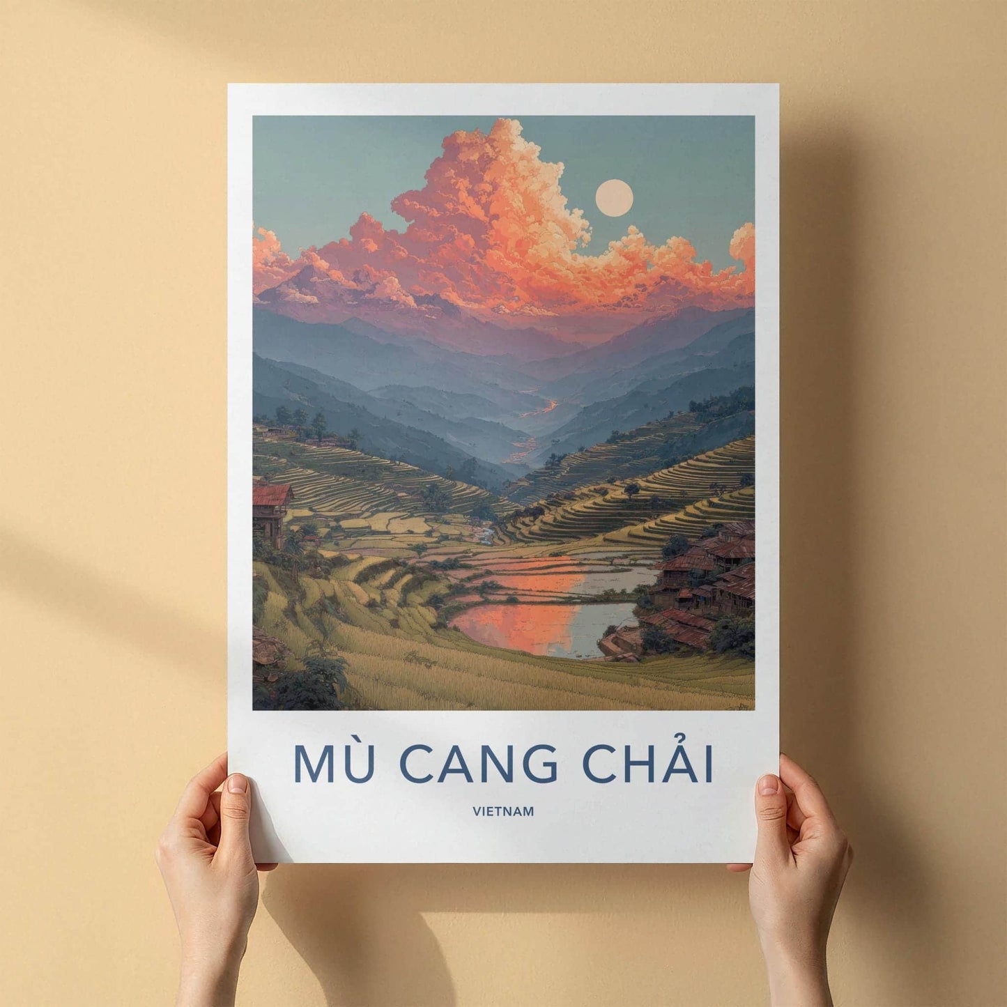 Mu Cang Chai Poster - Vietnam Travel Art - Vibrant Sky Ricefields Home Decor