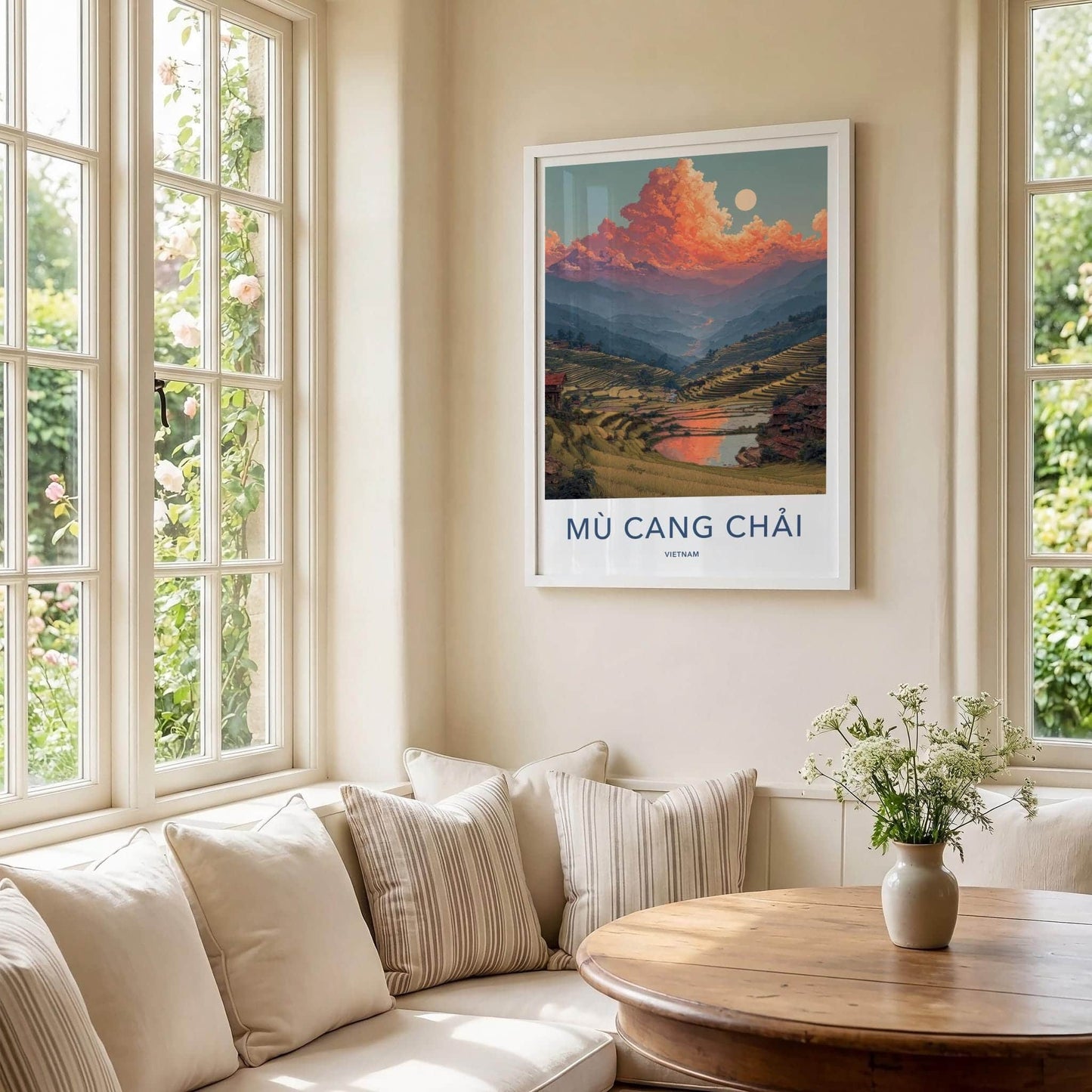 Mu Cang Chai Poster - Vietnam Travel Art - Vibrant Sky Ricefields Home Decor