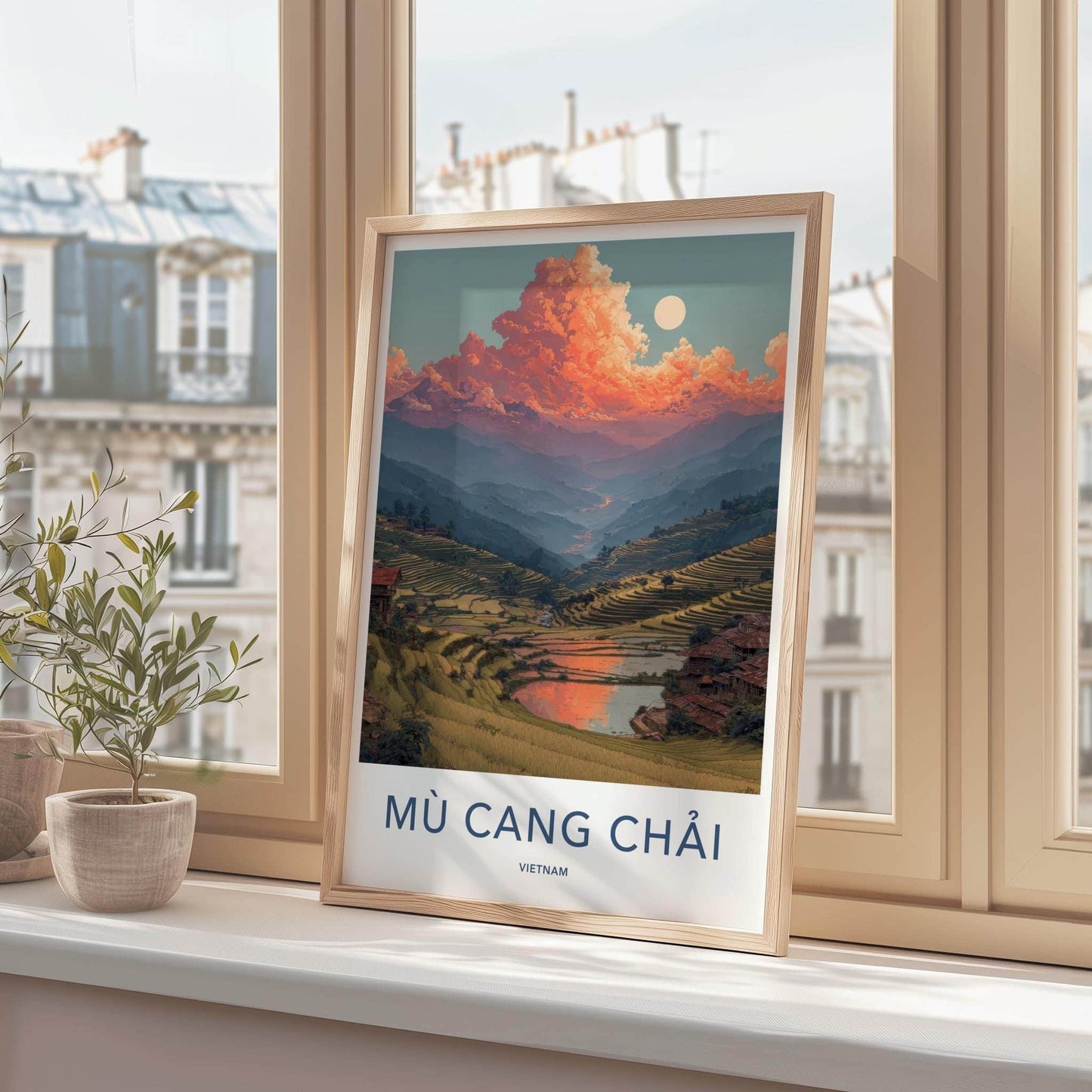 Mu Cang Chai Poster - Vietnam Travel Art - Vibrant Sky Ricefields Home Decor