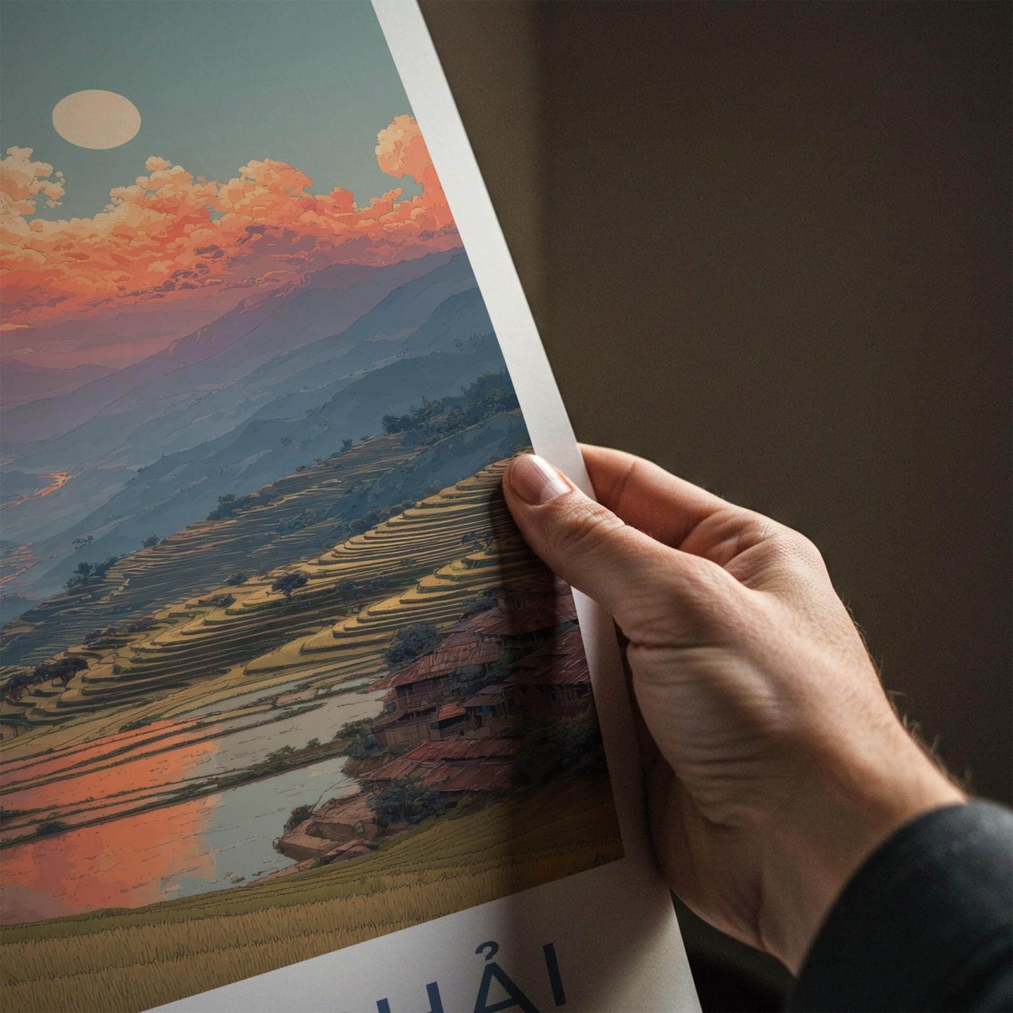 Mu Cang Chai Poster - Vietnam Travel Art - Vibrant Sky Ricefields Home Decor