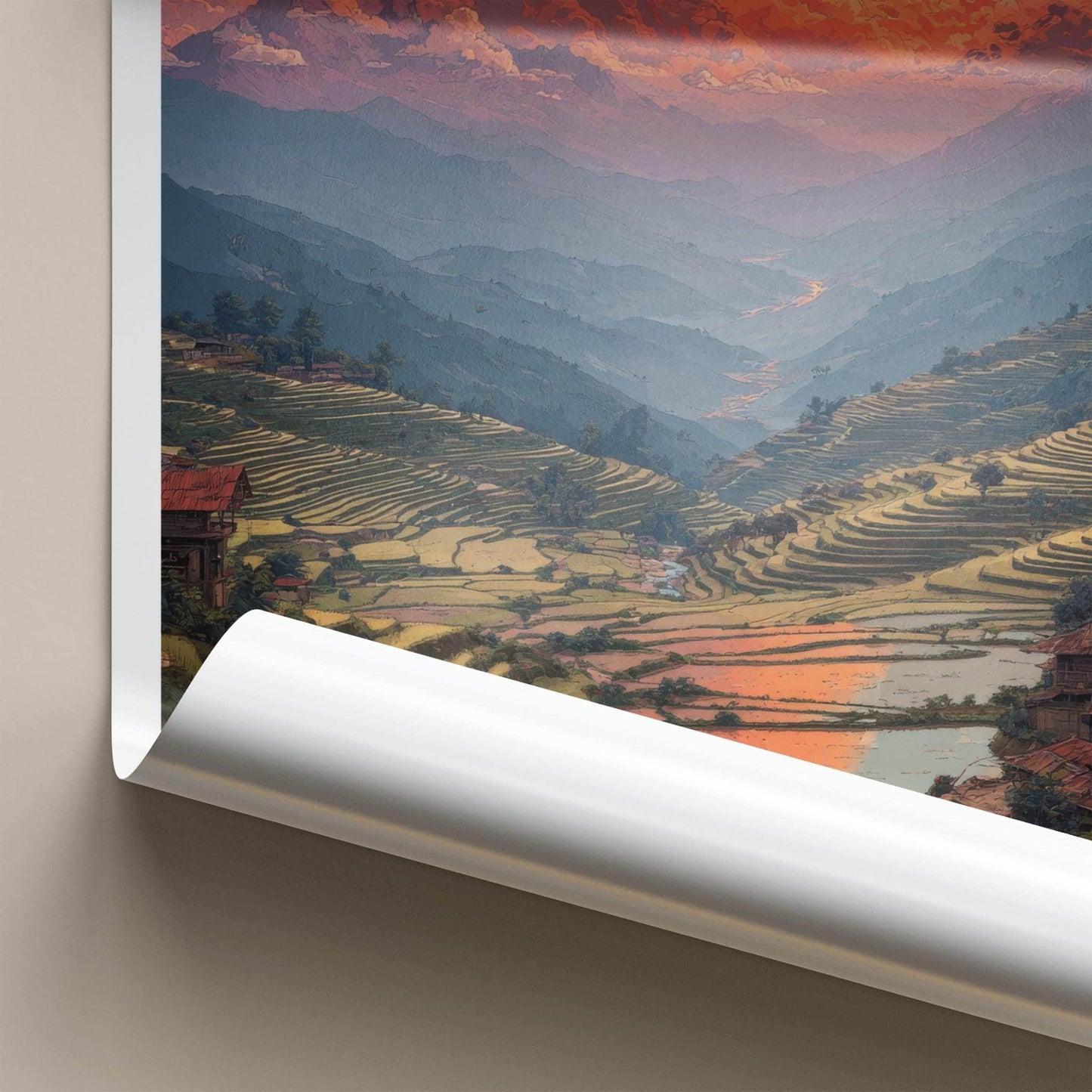 Mu Cang Chai Poster - Vietnam Travel Art - Vibrant Sky Ricefields Home Decor
