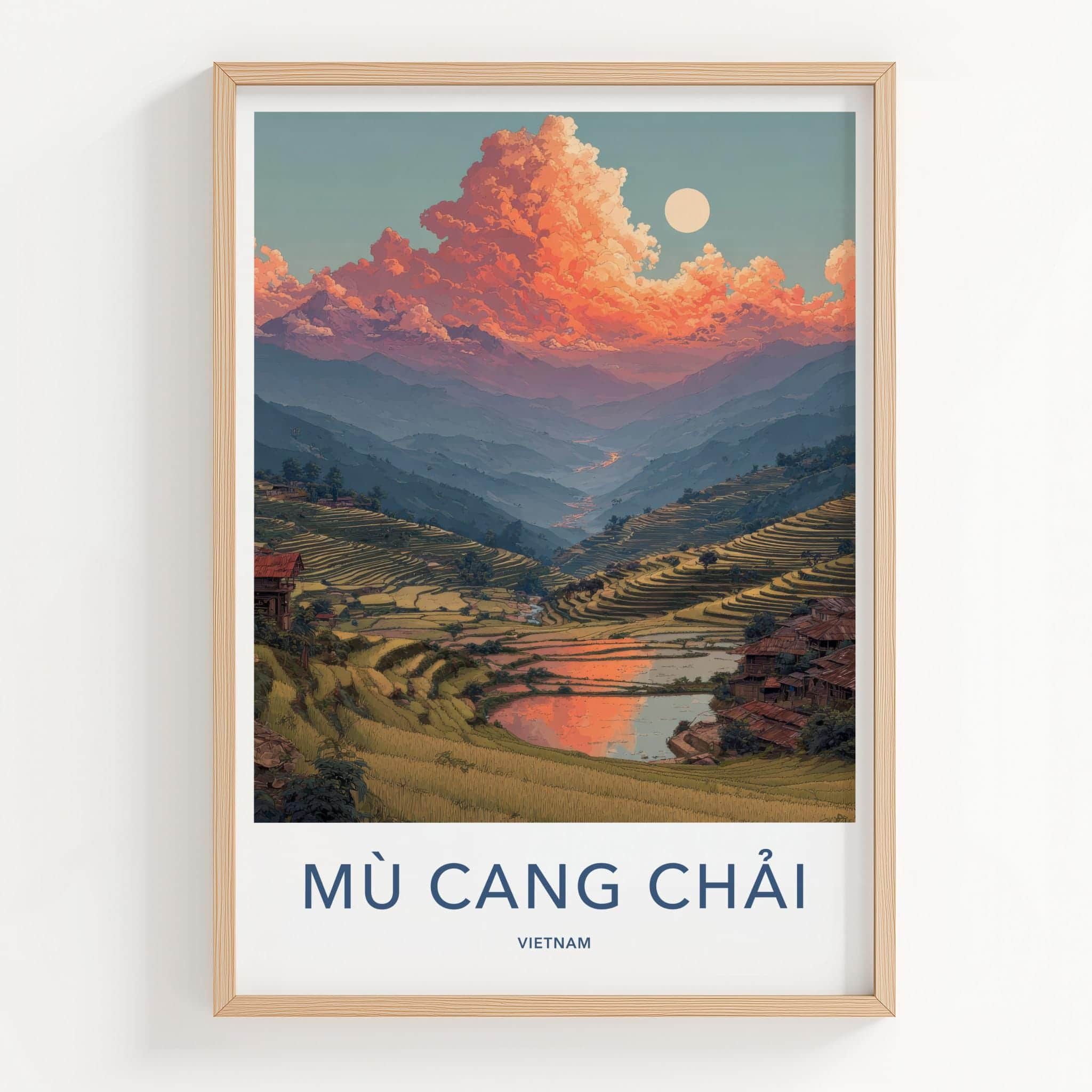 Mu Cang Chai Poster - Vietnam Travel Art - Vibrant Sky Ricefields Home Decor