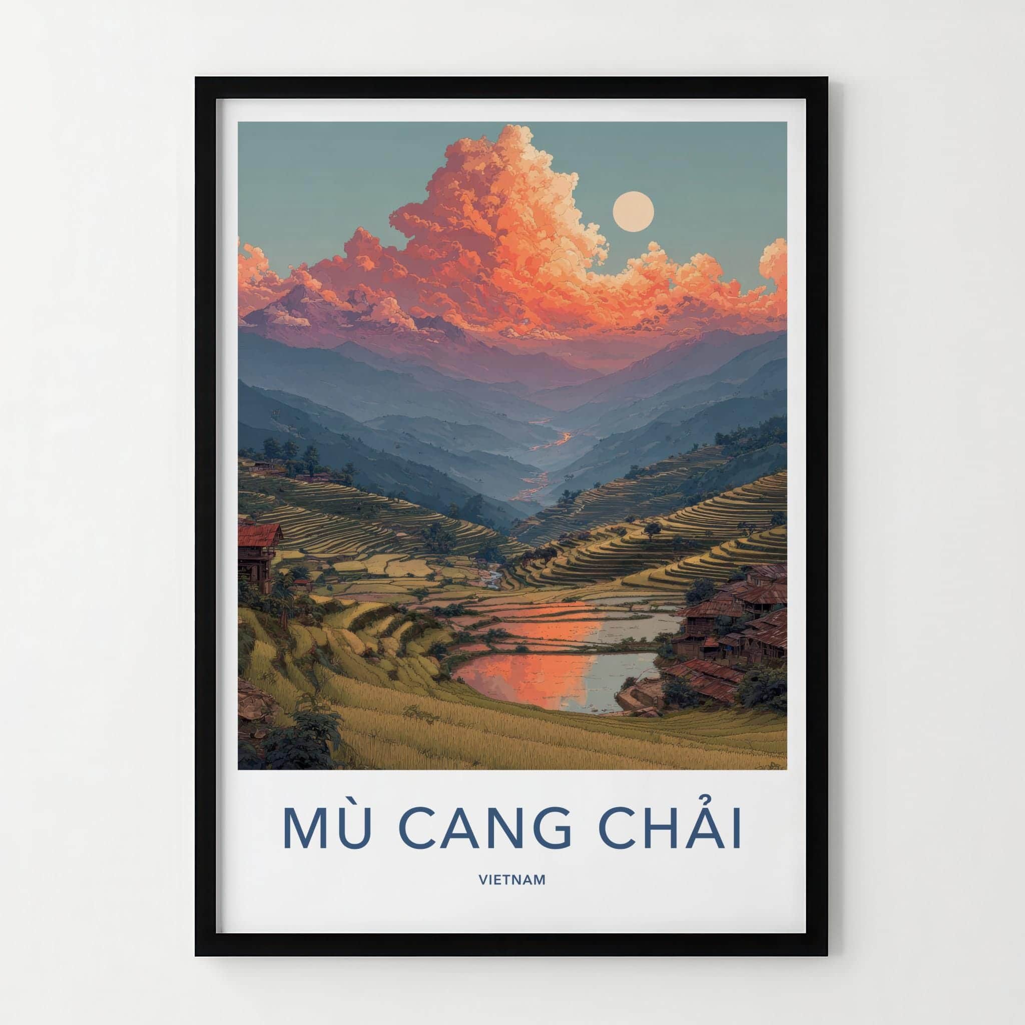 Mu Cang Chai Poster - Vietnam Travel Art - Vibrant Sky Ricefields Home Decor