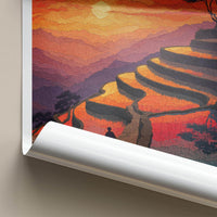 Mu Cang Chai Poster - Vietnam Travel Art - Vibrant Sunset Terraces Home Decor