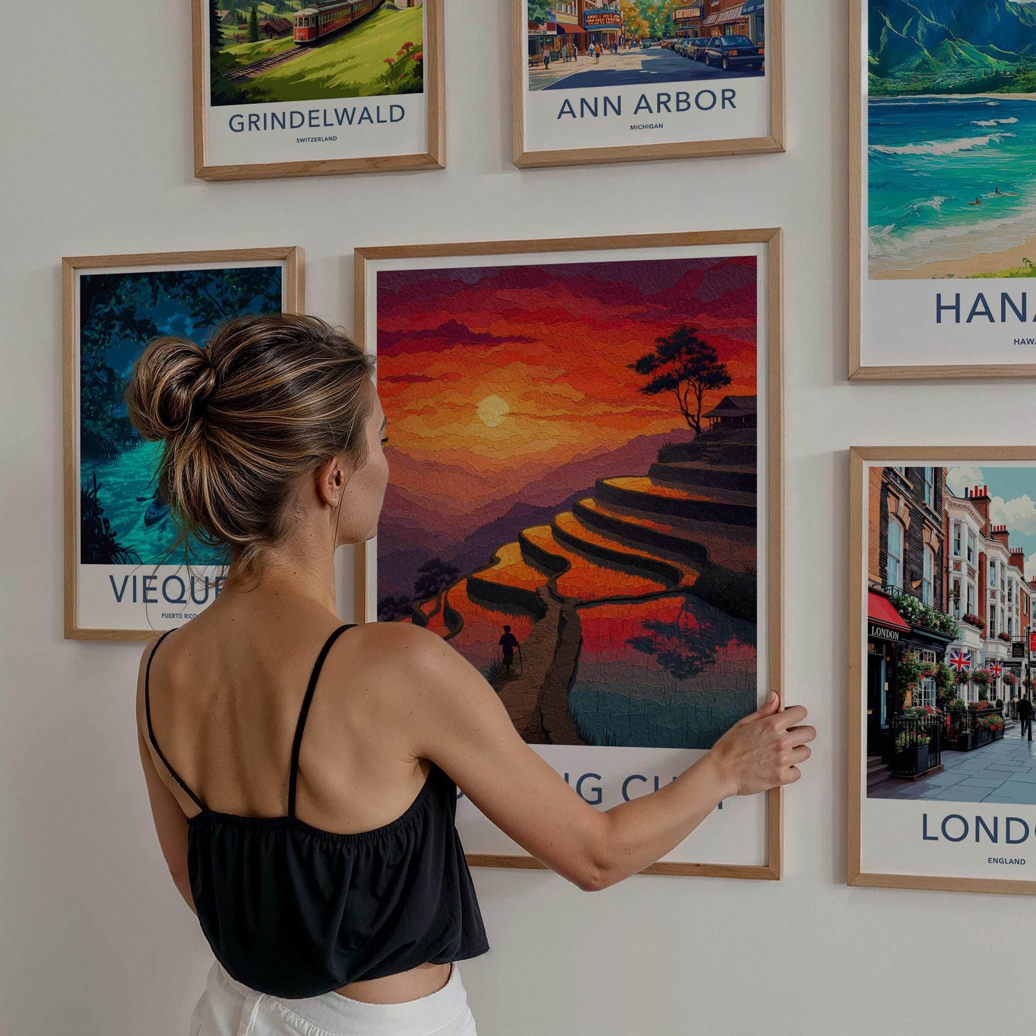 Mu Cang Chai Poster - Vietnam Travel Art - Vibrant Sunset Terraces Home Decor