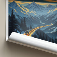 Muerren Poster - Switzerland Travel Art - Moonlit Mountain Train Wall Decor