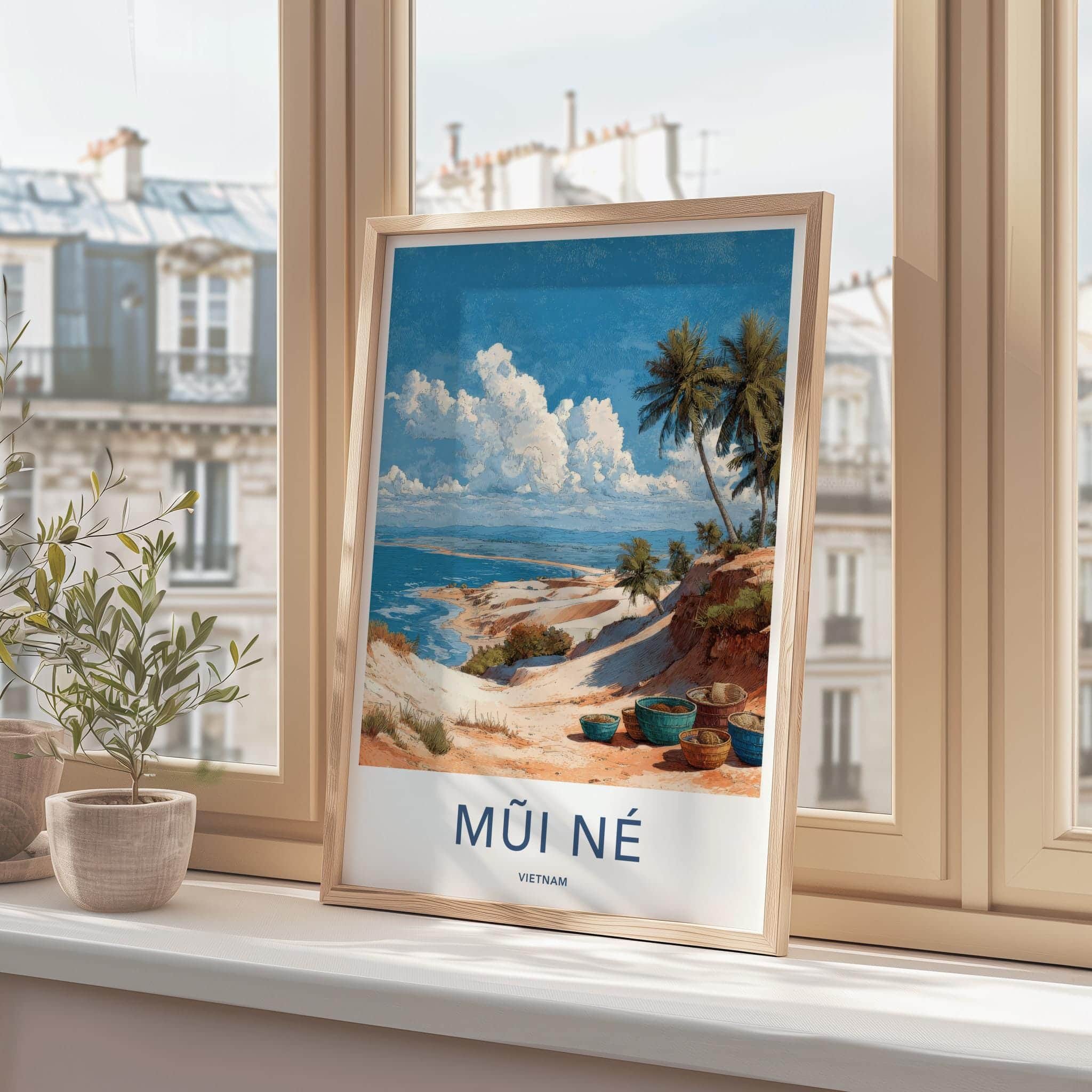 Mui Ne Poster - Vietnam Framed Print - Sandy Ocean Baskets Lounge Decor