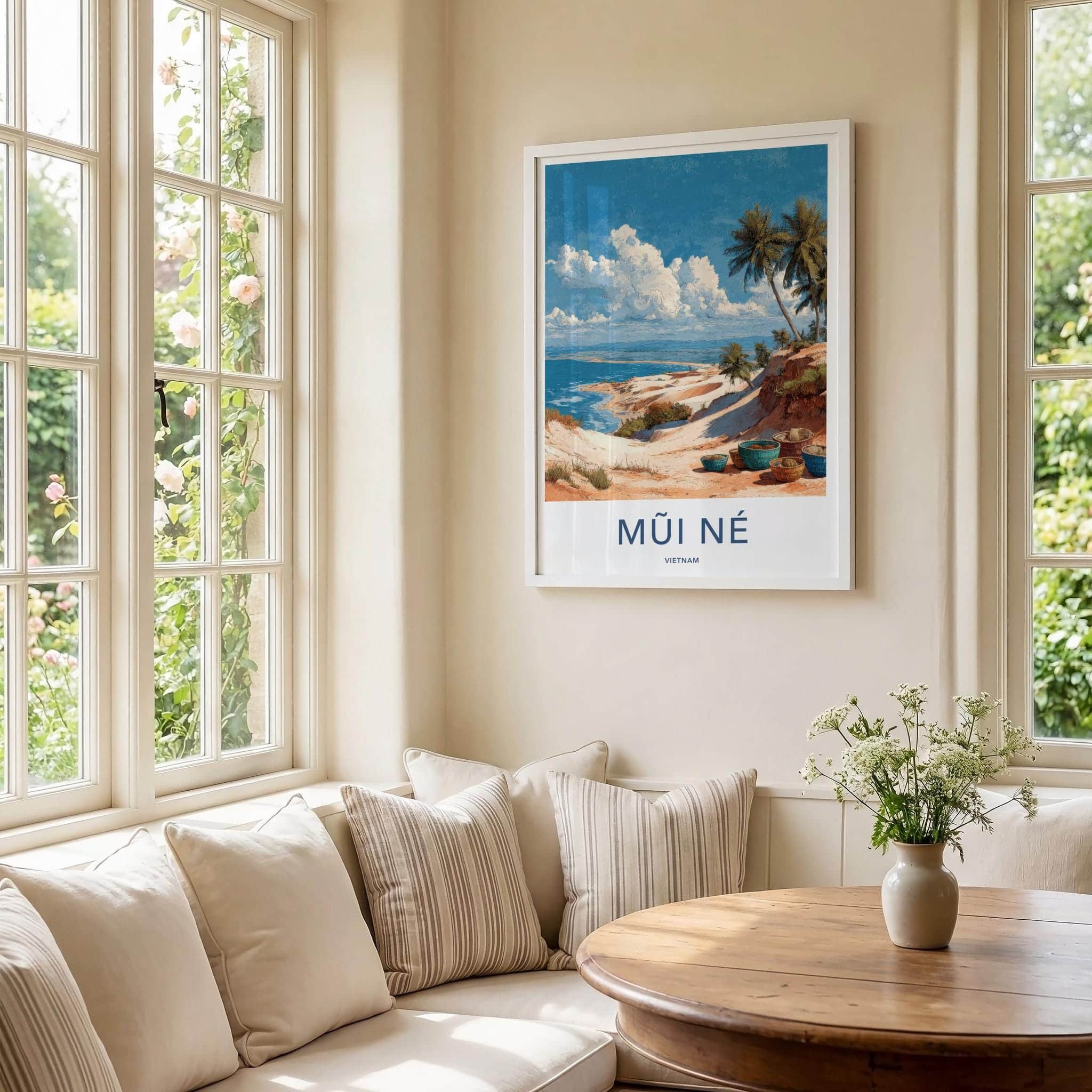 Mui Ne Poster - Vietnam Framed Print - Sandy Ocean Baskets Lounge Decor