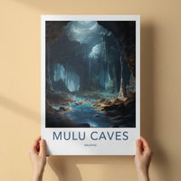 Mulu Caves Poster - Malaysia Wall Art - Underground River Cave Home Decor