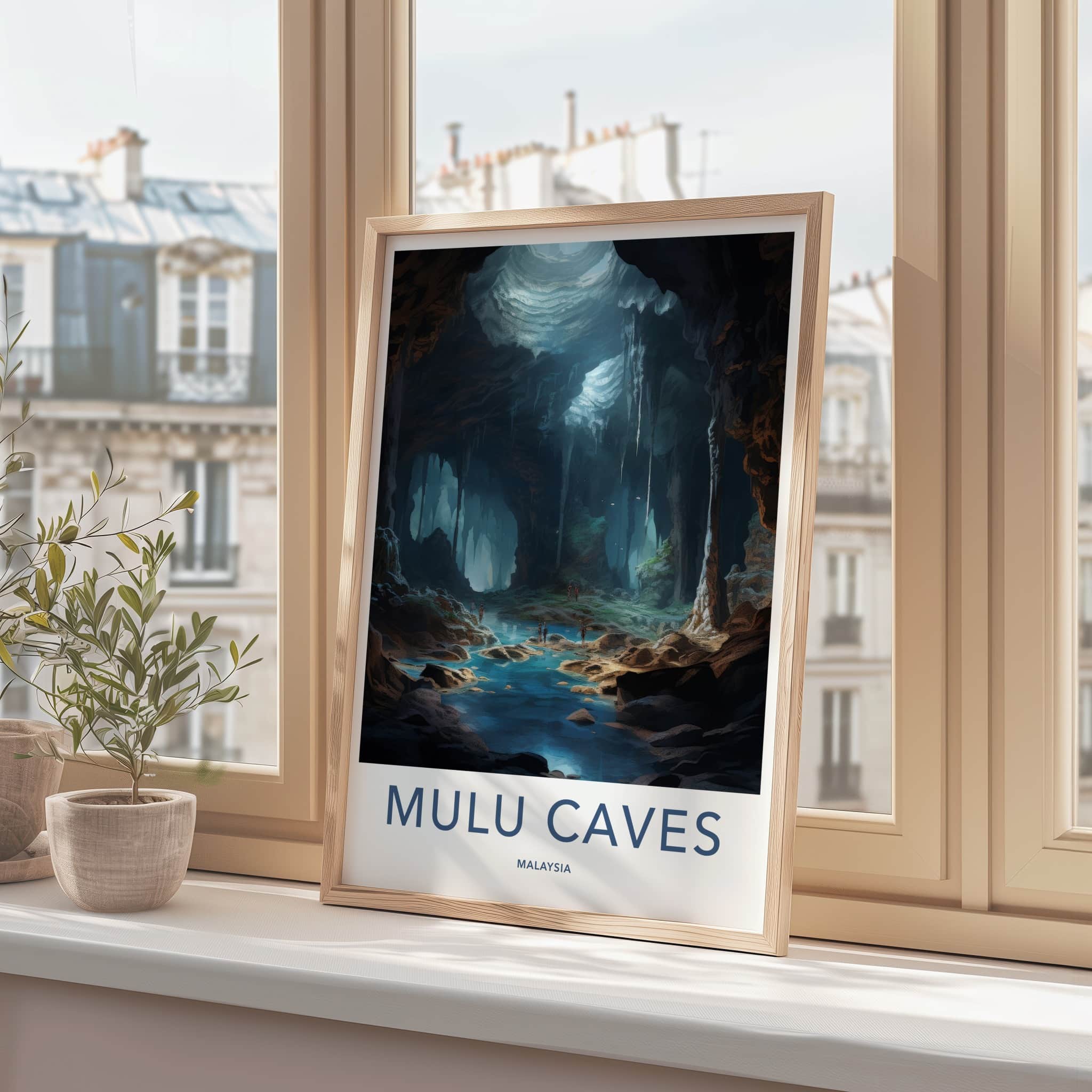 Mulu Caves Poster - Malaysia Wall Art - Underground River Cave Home Decor