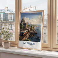 Mumbai Poster - India Art Print - Maharashtra Coastal Train Cityscape Wall Decor