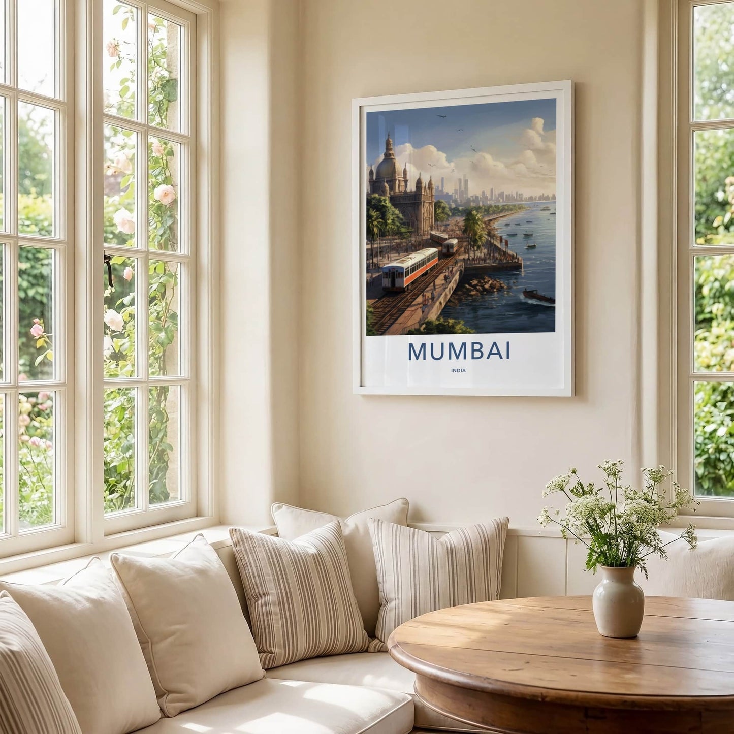 Mumbai Poster - India Art Print - Maharashtra Coastal Train Cityscape Wall Decor