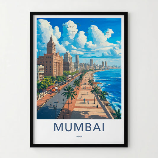 Mumbai Poster - India Fine Art - Maharashtra Historic City Waterfront Gift