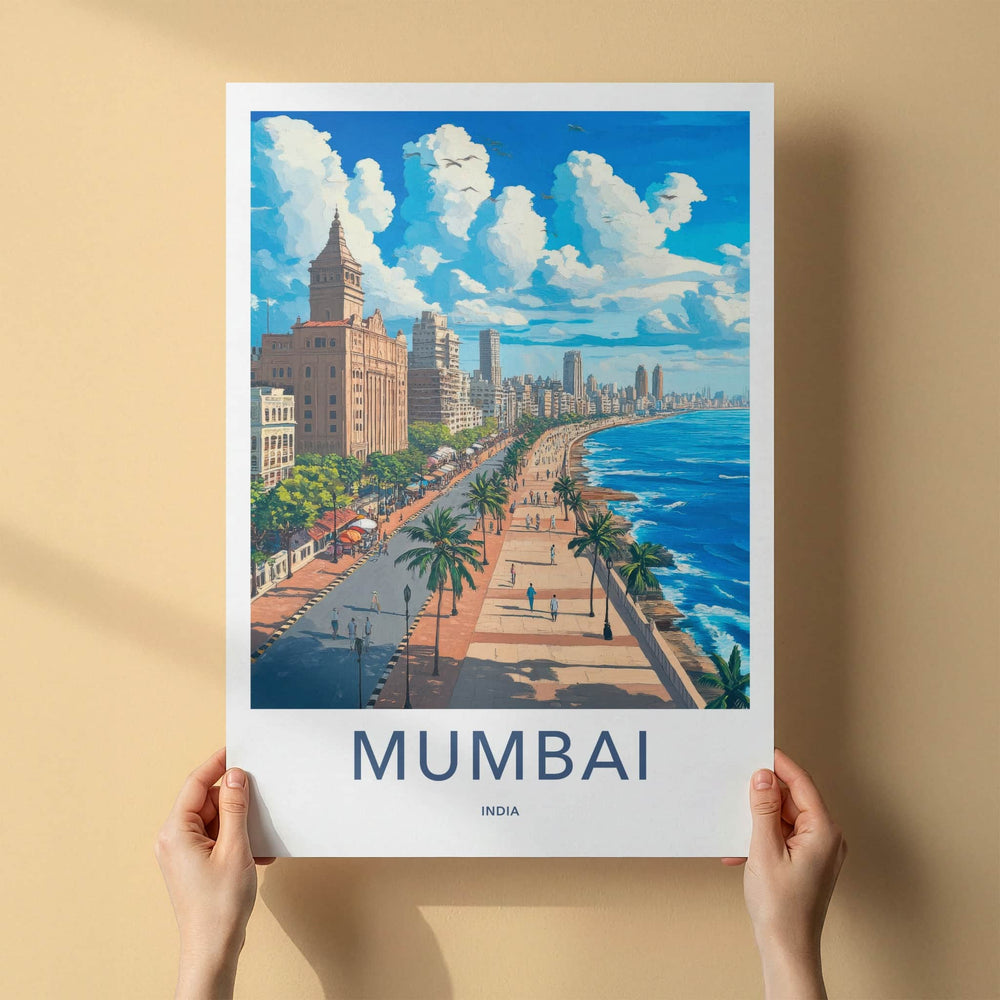 Mumbai Poster - India Fine Art - Maharashtra Historic City Waterfront Gift