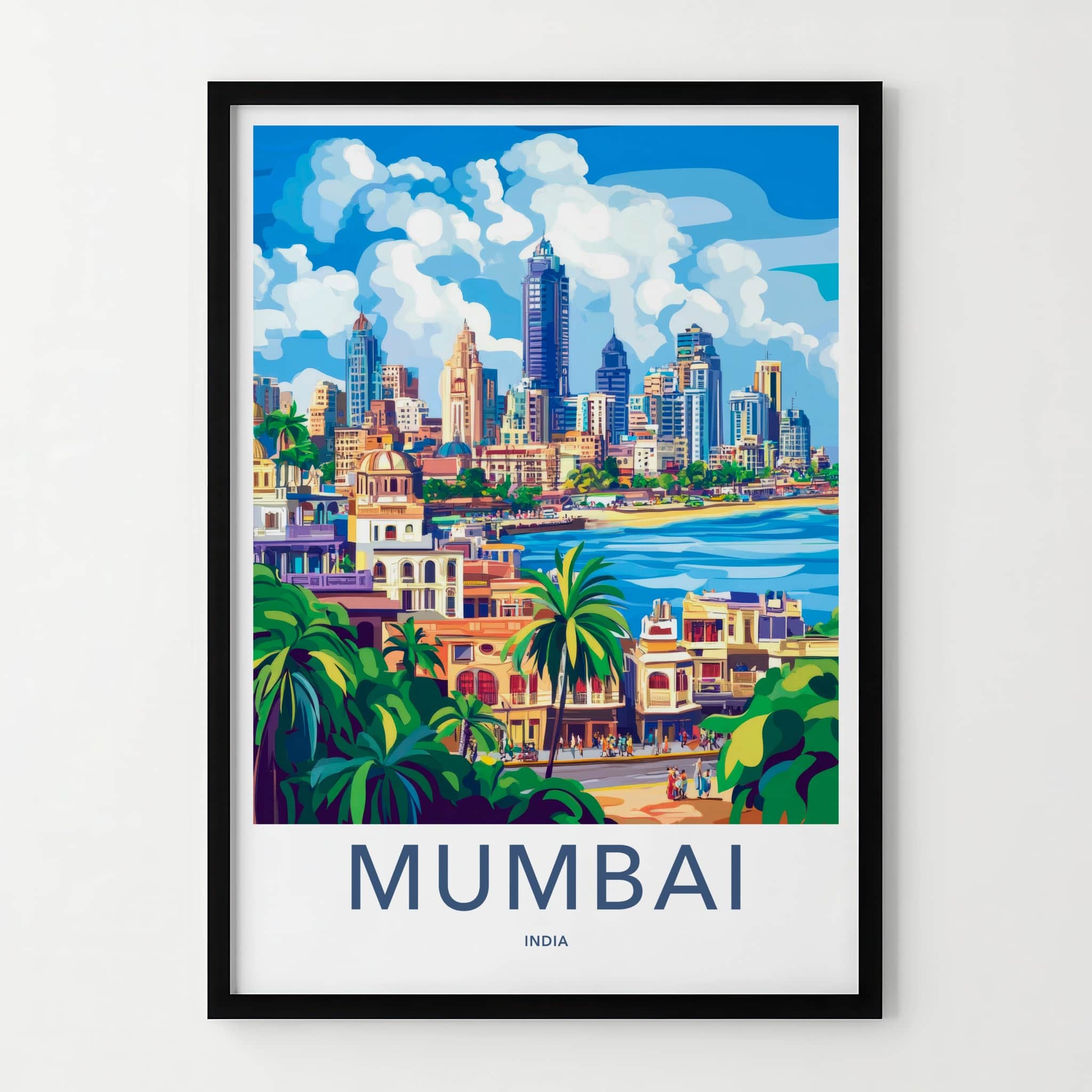 Mumbai Poster - India Travel Art - Maharashtra Coastal City Scene Wall Decor