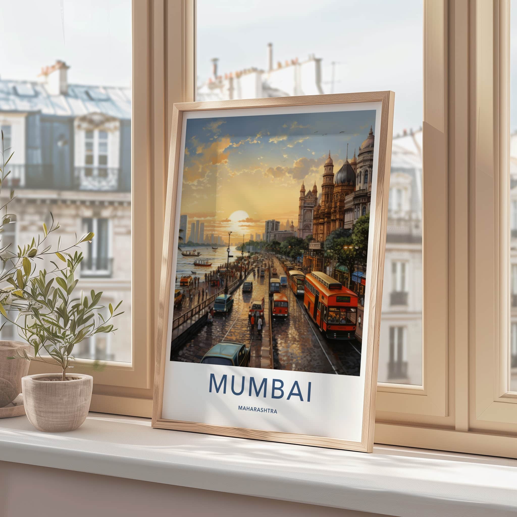 Mumbai Poster - India Travel Art - Maharashtra Coastal Evening Home Decor