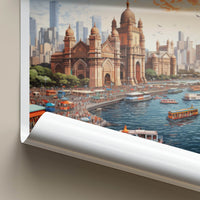 Mumbai Poster - India Travel Art - Maharashtra Iconic Gateway Building Home Decor