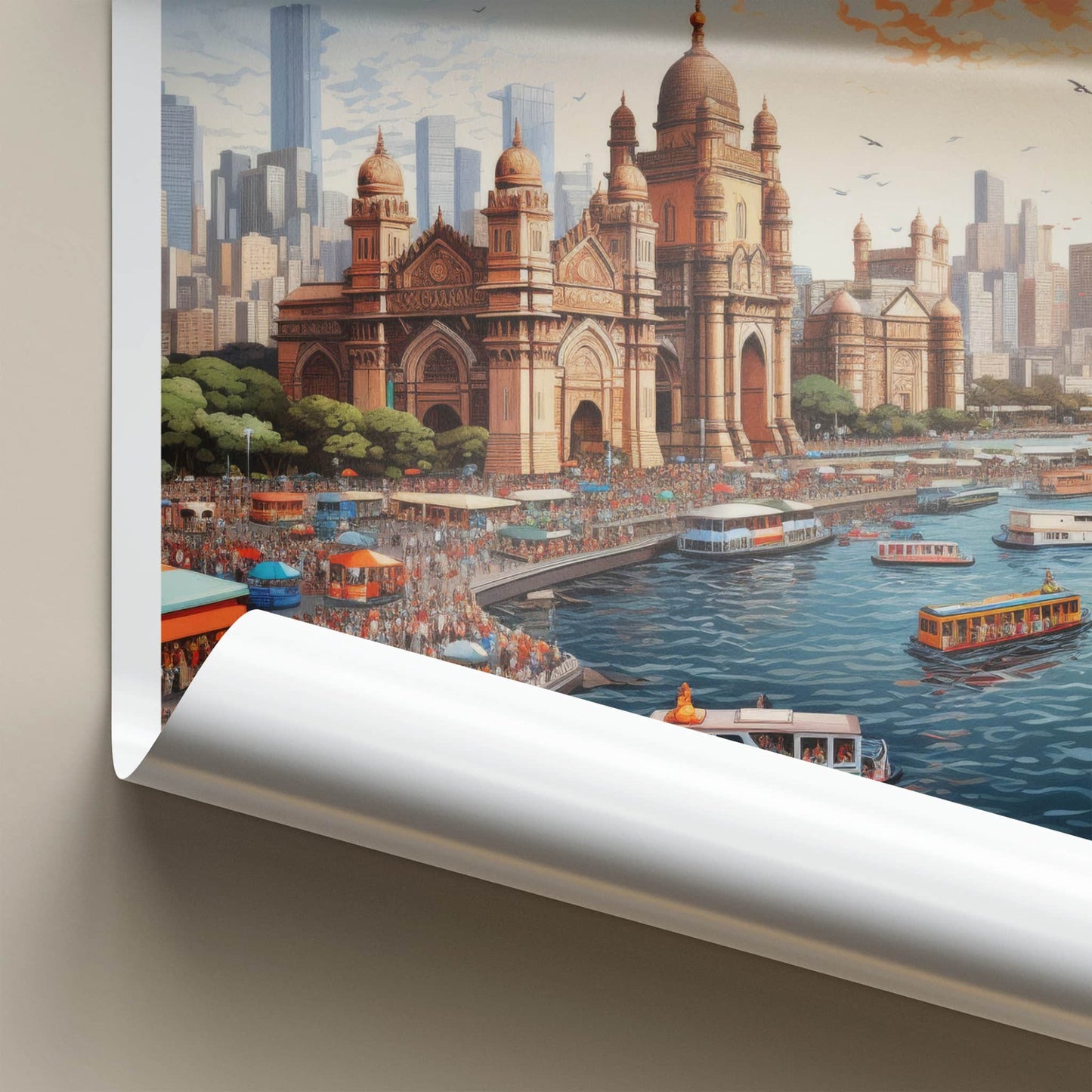 Mumbai Poster - India Travel Art - Maharashtra Iconic Gateway Building Home Decor