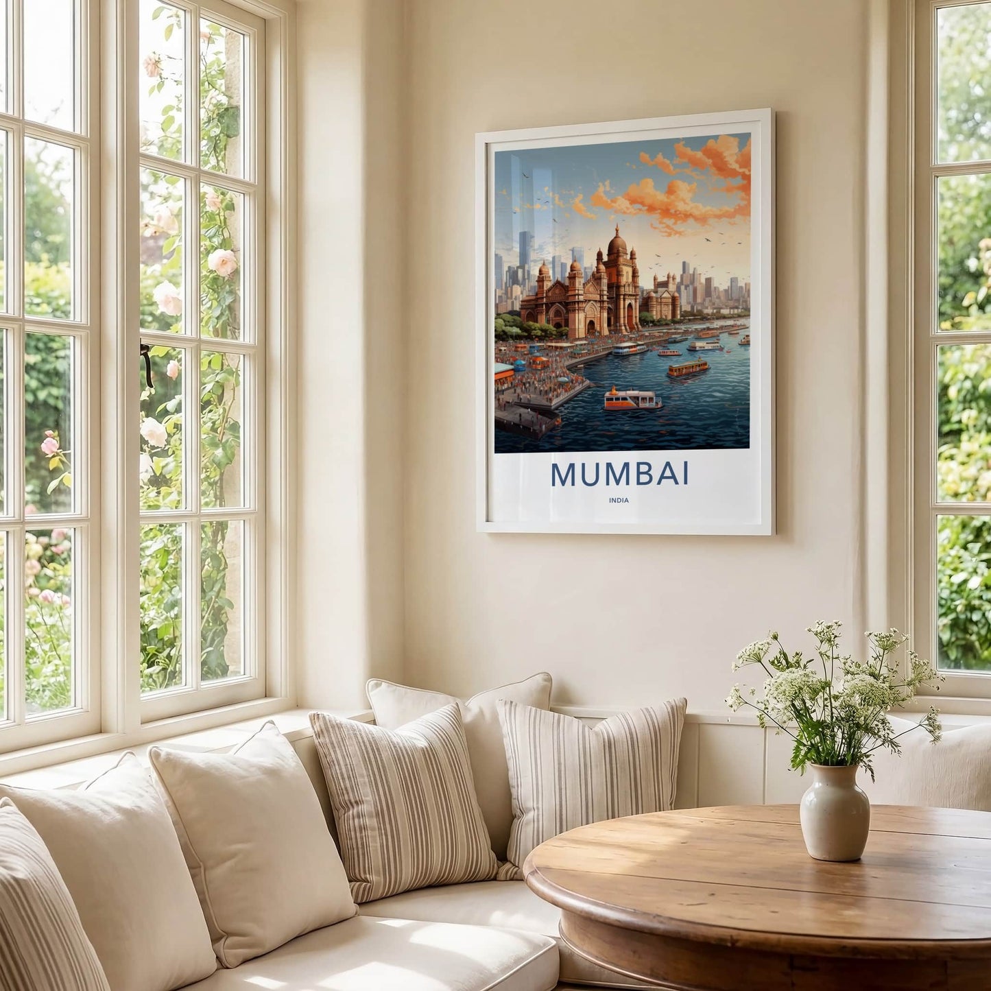 Mumbai Poster - India Travel Art - Maharashtra Iconic Gateway Building Home Decor