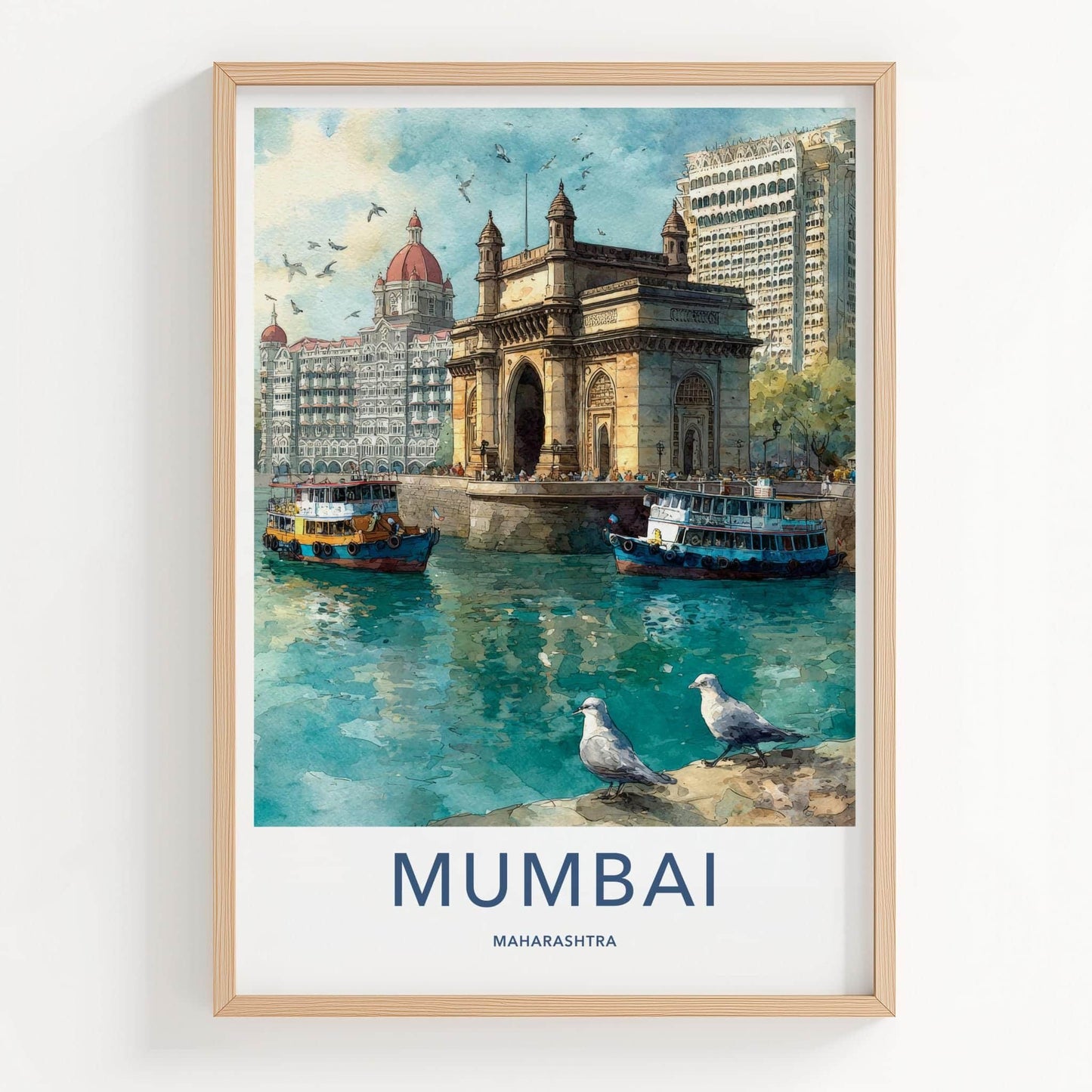 Mumbai Poster - India Travel Art - Maharashtra Waterfront Arch Home Decor
