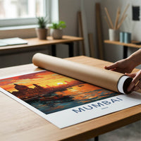 Mumbai Poster - India Travel Print - Maharashtra Sunset Harbor Framed Decor