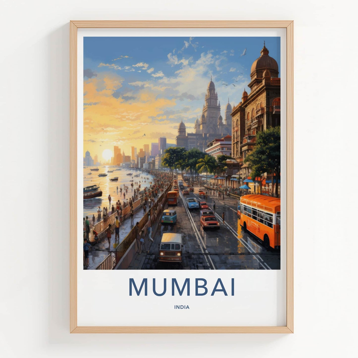 Mumbai Poster - India Wall Art - Maharashtra Coastal Sunset Home Decor