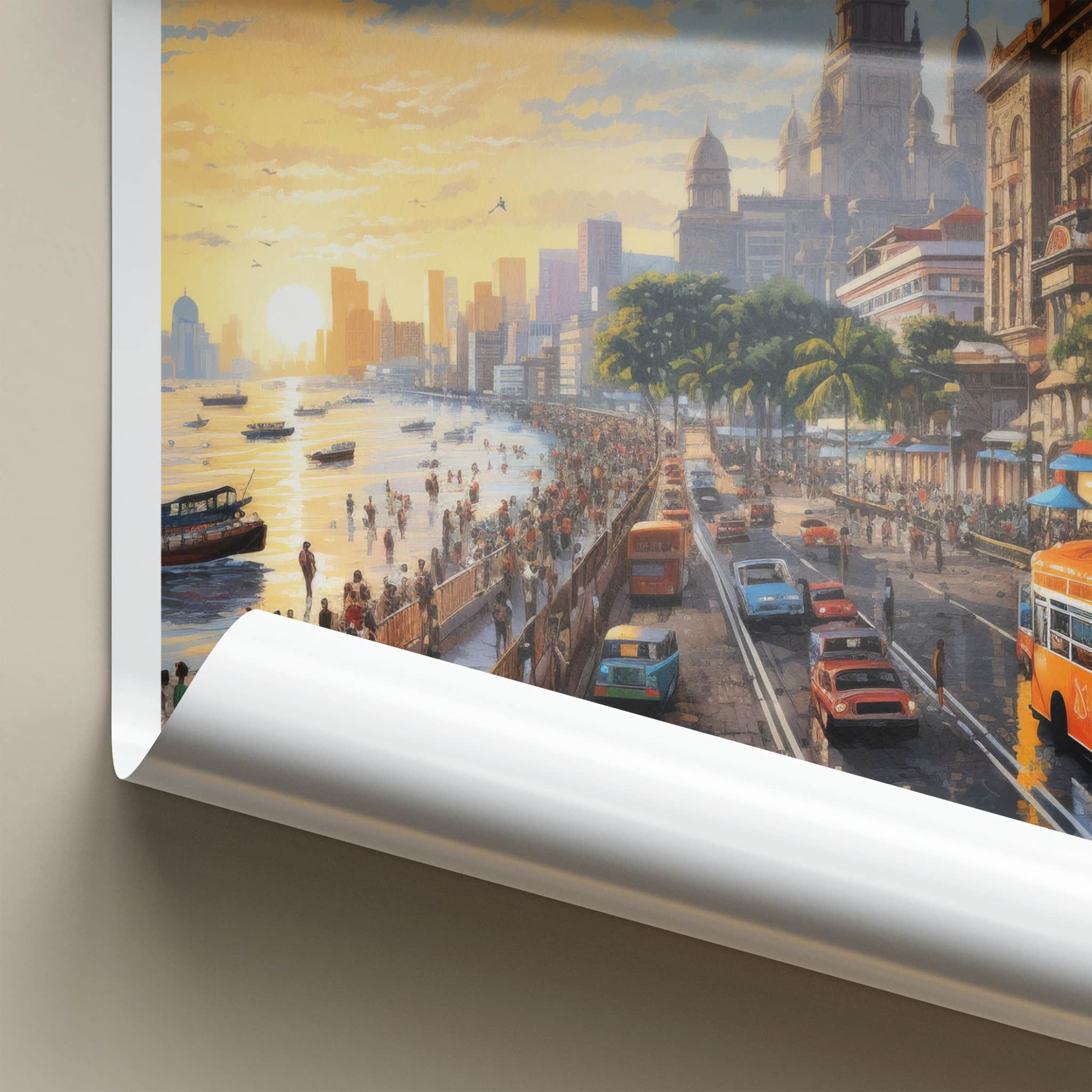 Mumbai Poster - India Wall Art - Maharashtra Coastal Sunset Home Decor