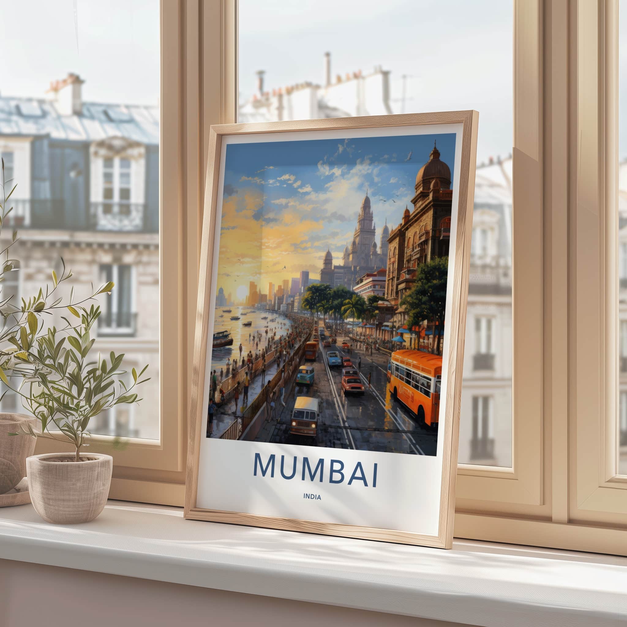 Mumbai Poster - India Wall Art - Maharashtra Coastal Sunset Home Decor