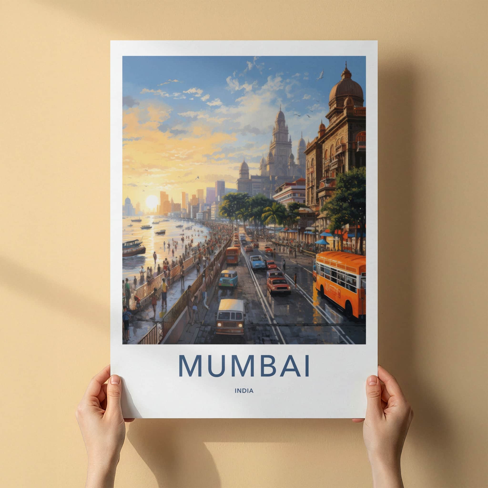 Mumbai Poster - India Wall Art - Maharashtra Coastal Sunset Home Decor