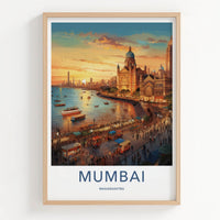 Mumbai Poster - India Wall Art - Maharashtra Waterfront city view Home Art