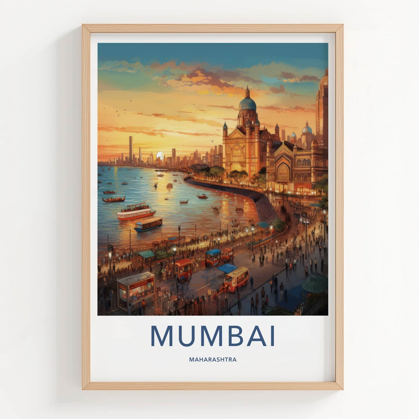Mumbai Poster - India Wall Art - Maharashtra Waterfront city view Home Art